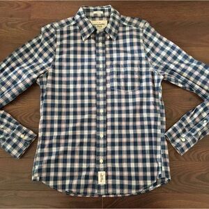 A&F Abercrombie Fitch Long Sleeve Shirt Blue Plaid Button Muscle Men's Size M